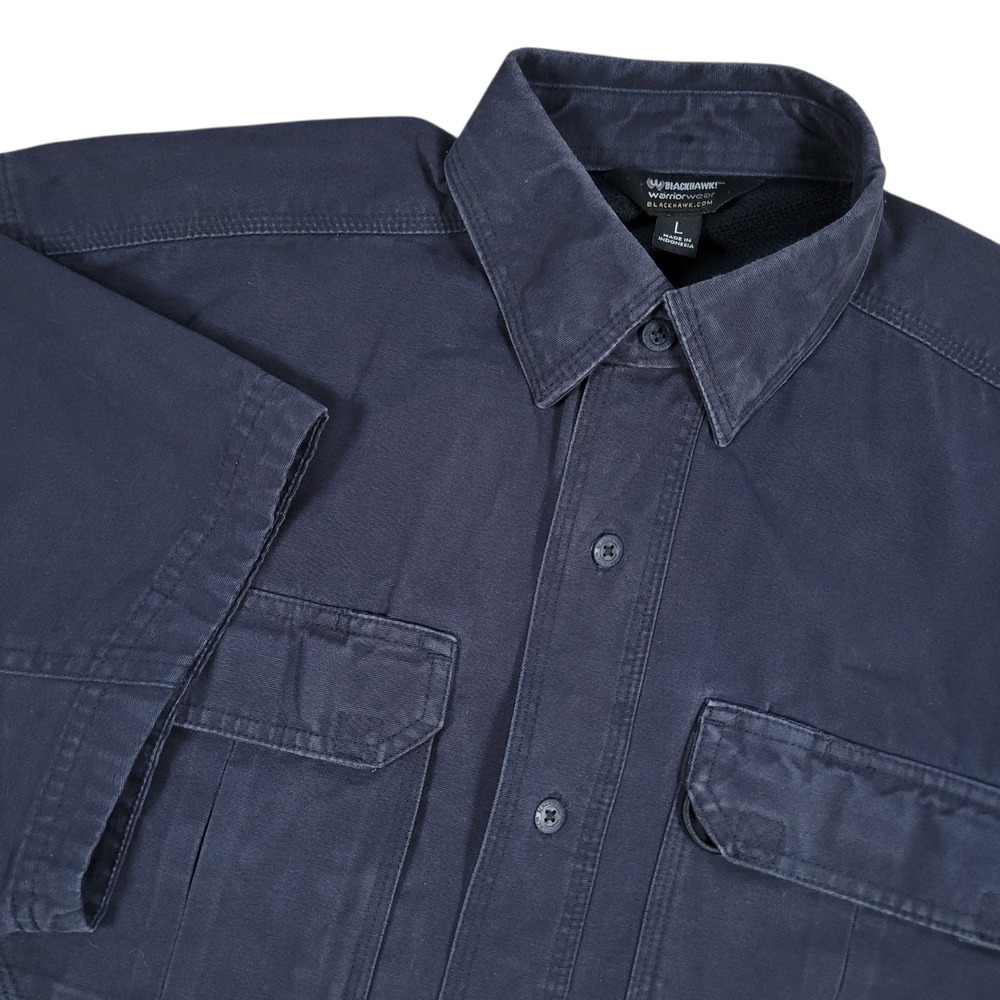 Blackhawk Warrior Wear Shirt Mens Large Navy‎ Blue Canvas Short Sleeve Utility